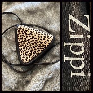 ZIPPI Leopard Calf-Hair Genuine Leather Triangle Handbag